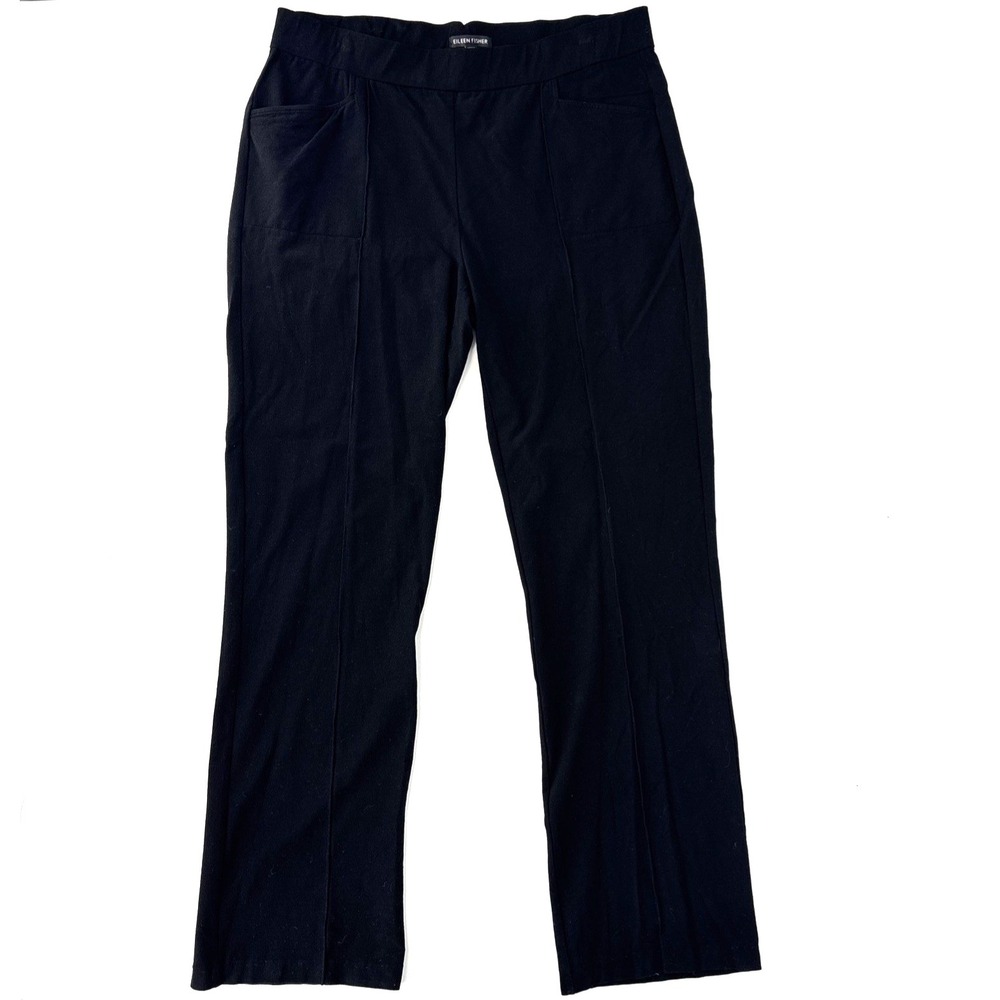Eileen Fisher Washable Stretch Crepe Pull On Pants M Front Seam Classic Minimal